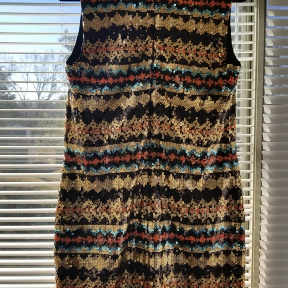 Bebe Multicolor Plunge Neck Sequin Dress - Picture 3 of 4